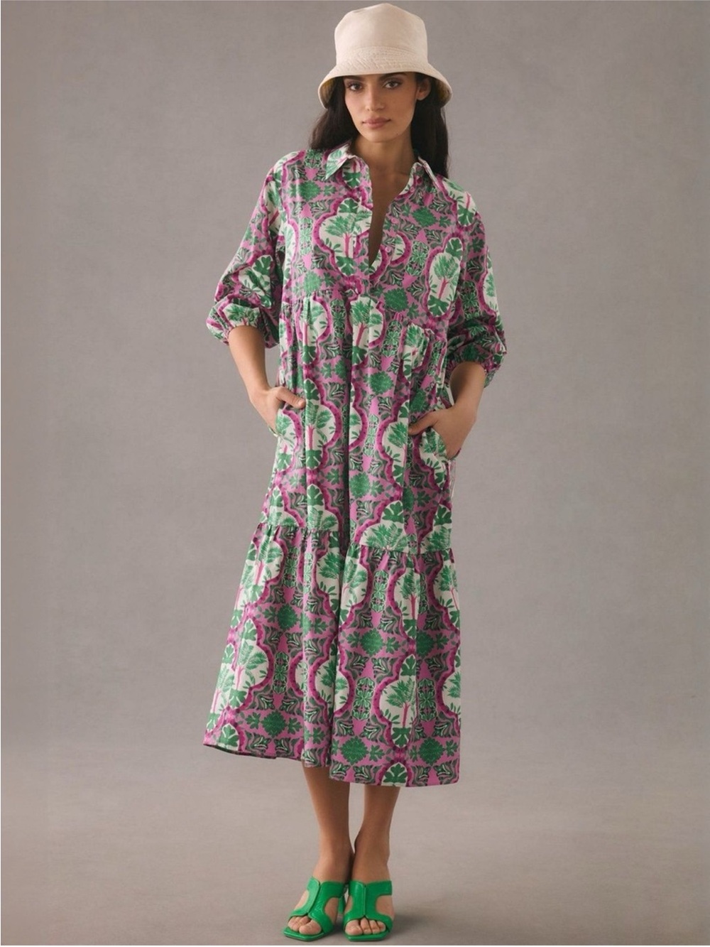 Anthropologie Maeve The Bettina Tiered Shirt Dress | MEDIUM